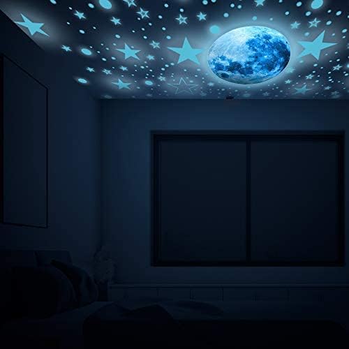 Glow in the Dark Stars & Moon Wall Decals Set – Realistic Luminous Night Sky Stickers for Kids Bedroom, Nursery, Ceiling Décor – Eco-Friendly PVC Material