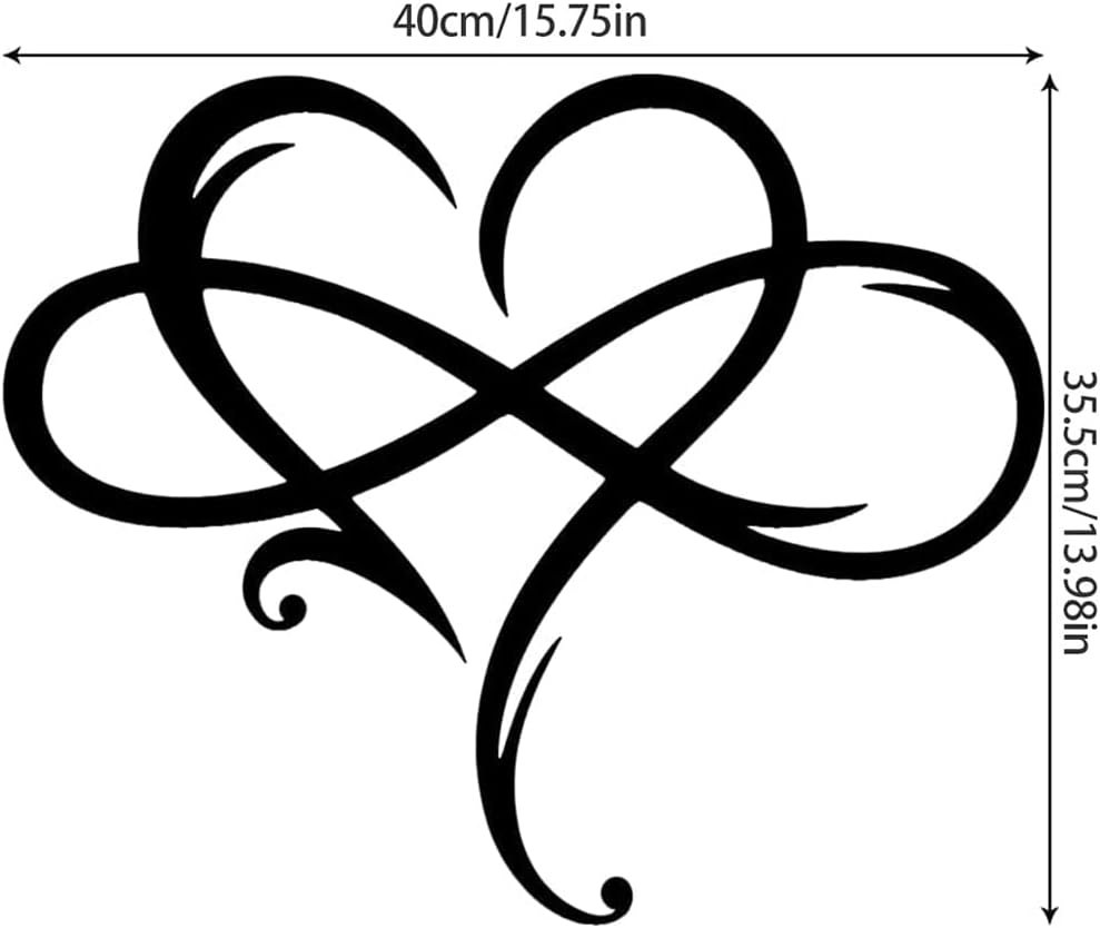 Black Metal Heart Infinity Symbol Wall Art – Modern Romantic Wall Décor for Bedroom & Living Room