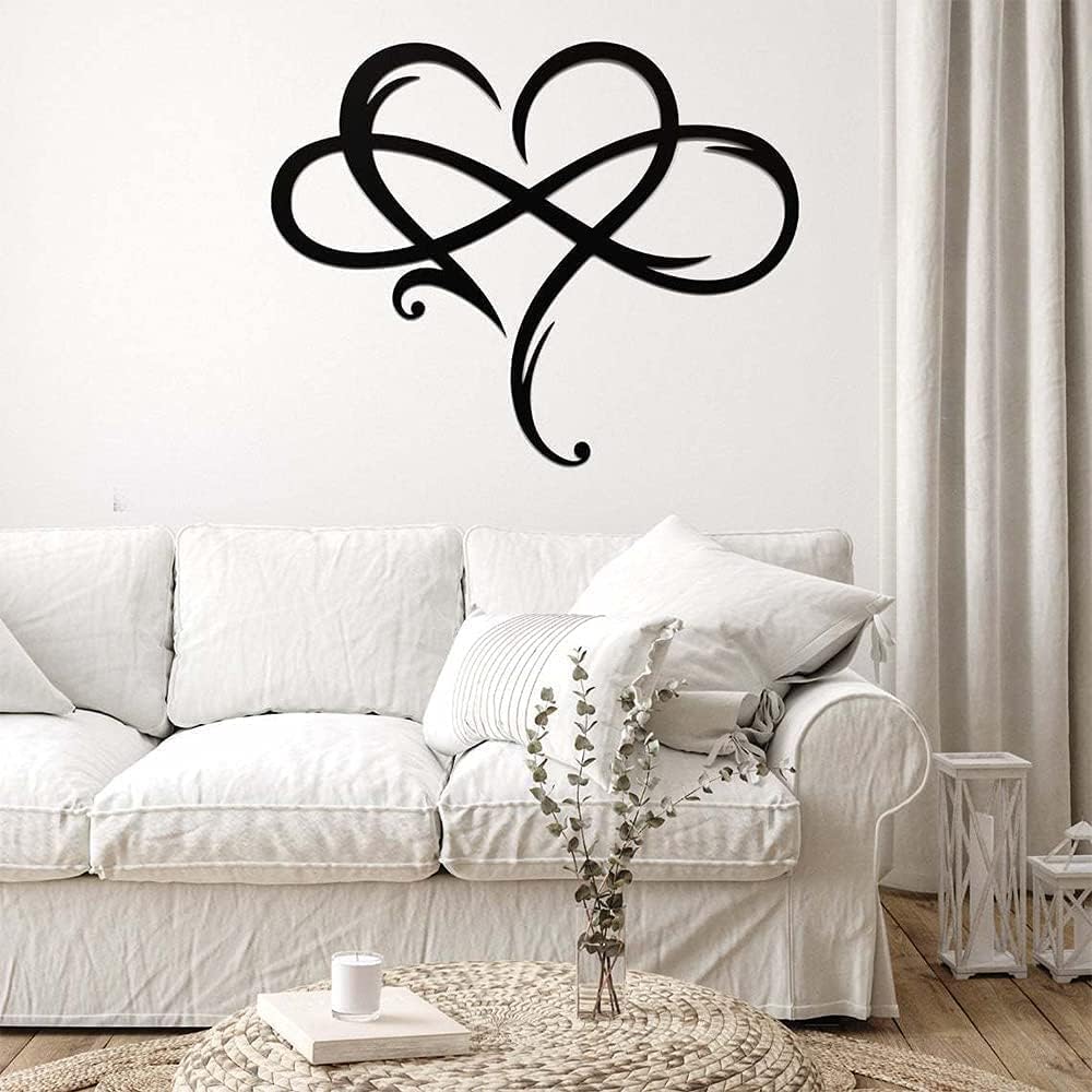 Black Metal Heart Infinity Symbol Wall Art – Modern Romantic Wall Décor for Bedroom & Living Room