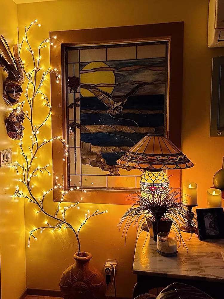 5.9FT 96-LED Twig Vine Light String with USB Power – 8 Modes Wall Decoration Lamp