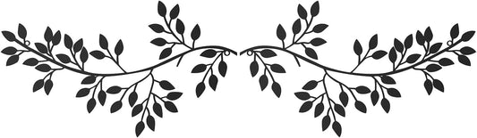 2-Pack Metal Leaf Wall Decor – Minimalist Black Branch Wall Hanging Art Set