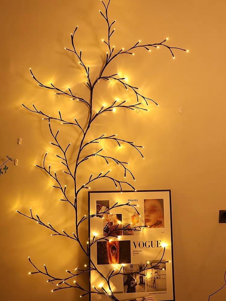 5.9FT 96-LED Twig Vine Light String with USB Power – 8 Modes Wall Decoration Lamp
