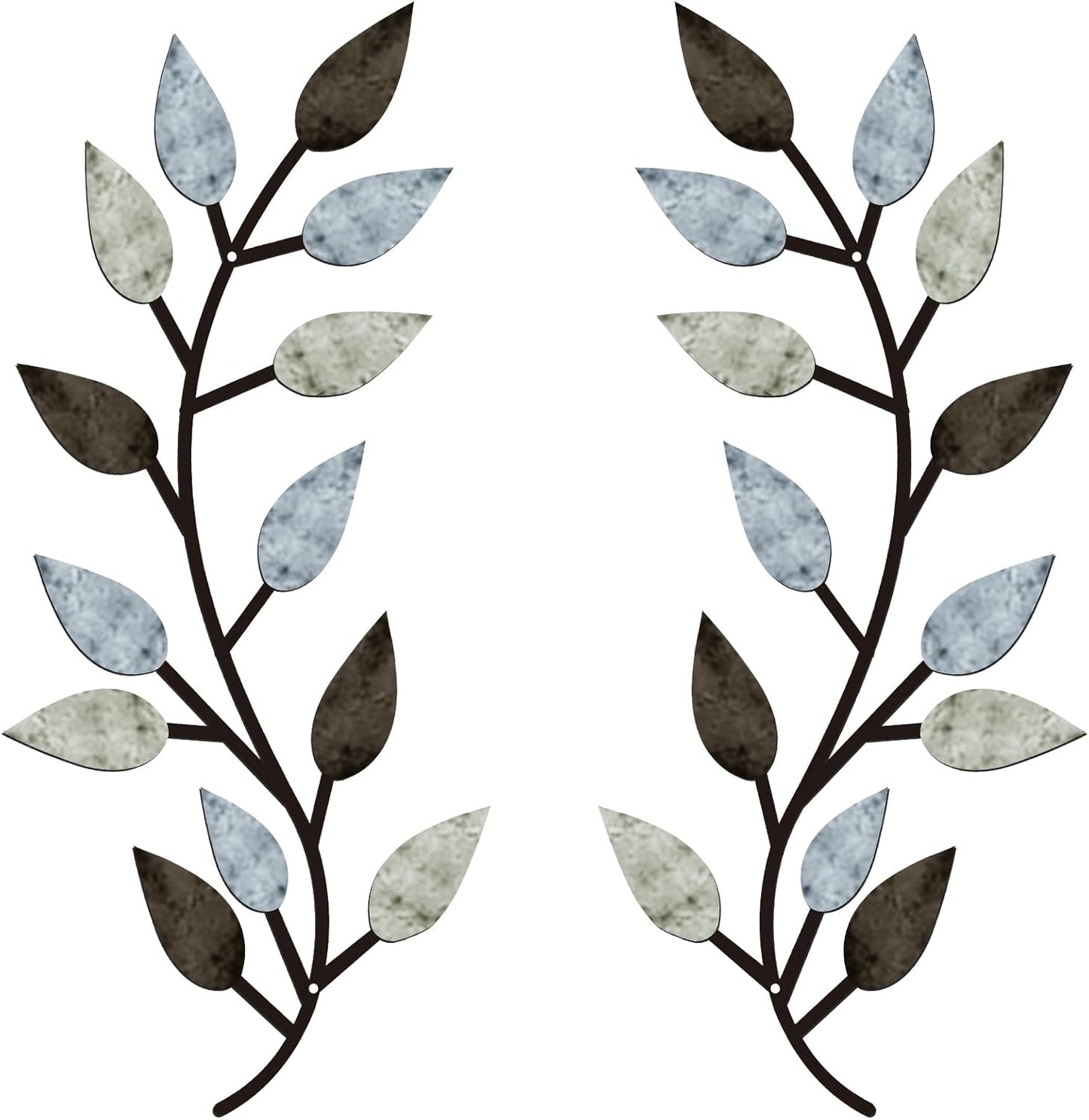 Metal Leaf Branch Wall Decor (Set of 2) – Rustic Farmhouse Style Iron Wall Art for Home Decoration