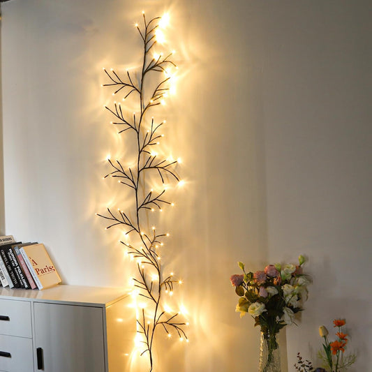 5.9FT 96-LED Twig Vine Light String with USB Power – 8 Modes Wall Decoration Lamp