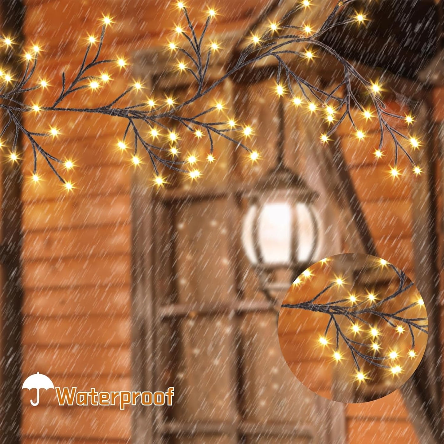 5.9FT 96-LED Twig Vine Light String with USB Power – 8 Modes Wall Decoration Lamp
